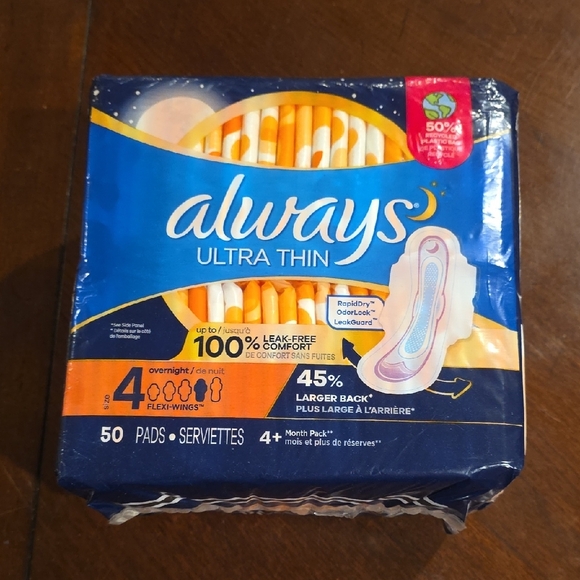 (J33) Always Ultra Thin Pads with Wings - Blue and Orange overnightnight 4 With - Picture 1 of 8